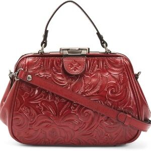 Patricia Nash crossbody bag Embossed Floral Leather Satchel in Brown